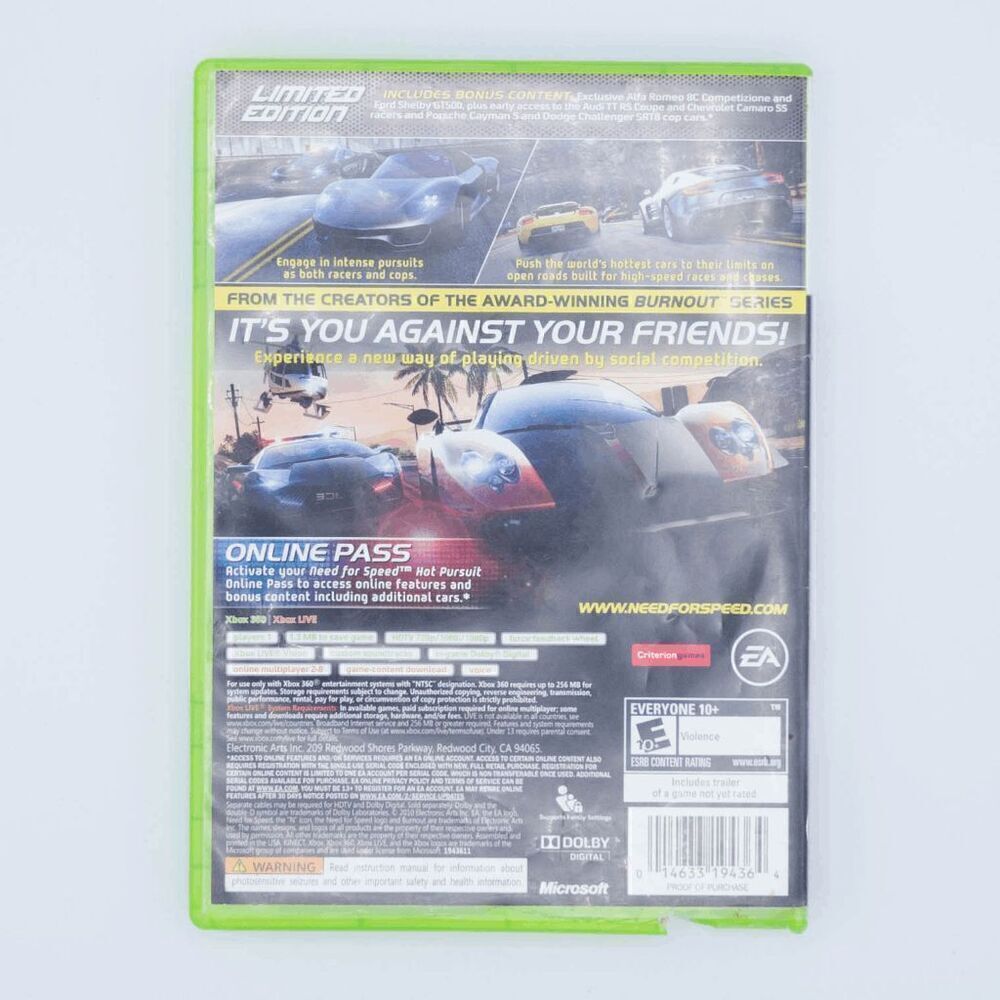 Xbox 360 Need for Speed Hot Pursuit Limited Edition